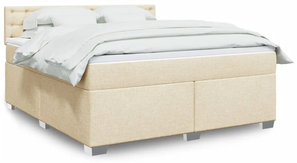 vidaXL Κρεβάτι Boxspring με Στρώμα Κρεμ 180x200 εκ. Υφασμάτινο