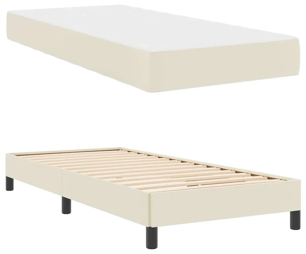 vidaXL Σκελετός Κρεβατιού με στρώμα Κρεμ 100 x 200 cm ύφασμα