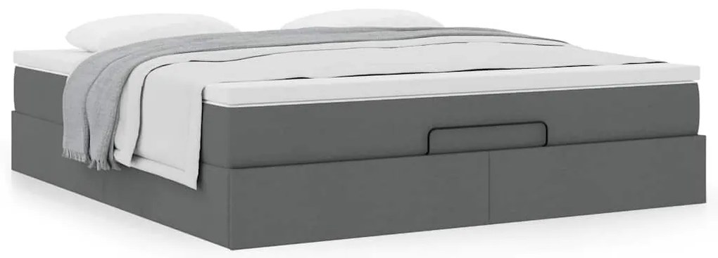 vidaXL Οθωμανικό κρεβάτι με στρώμα σκούρο γκρι 160x200cm ύφασμα