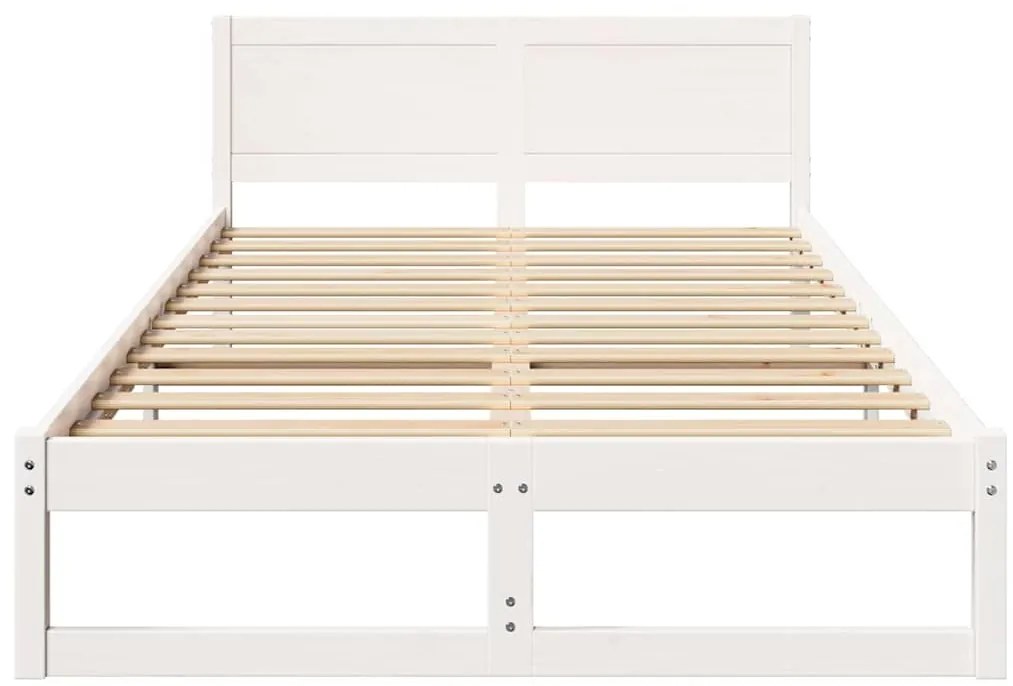 vidaXL Σκελετός Κρεβατιού Λευκό 135 x 190 cm Μασίφ ξύλο πεύκου