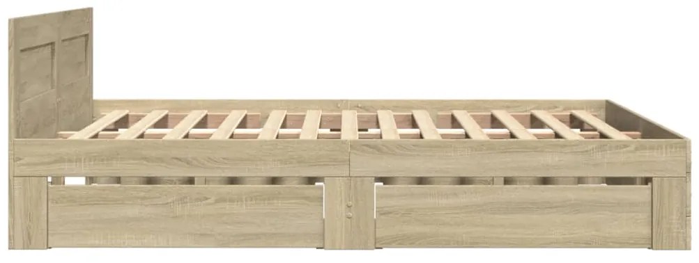 vidaXL Πλαίσιο Κρεβατιού με Κεφαλάρι Sonoma Δρυς 135x190εκ. Επεξ. Ξύλο