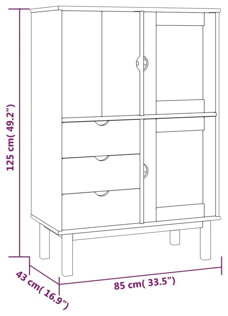 ΝΤΟΥΛΑΠΙ ΨΗΛΟ ΚΑΦΕ &amp; ΛΕΥΚΟ 85X43X125 ΕΚ. ΑΠΟ ΜΑΣΙΦ ΞΥΛΟ ΠΕΥΚΟΥ 351308