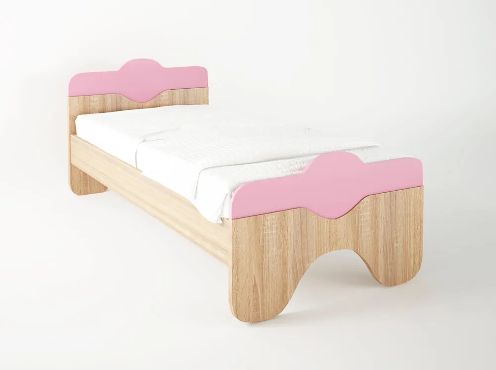 Intrahome Κρεβάτι "TAZ" μονό σε χρώμα δρυς-ροζ 90x190 Intrahomesa-00652182