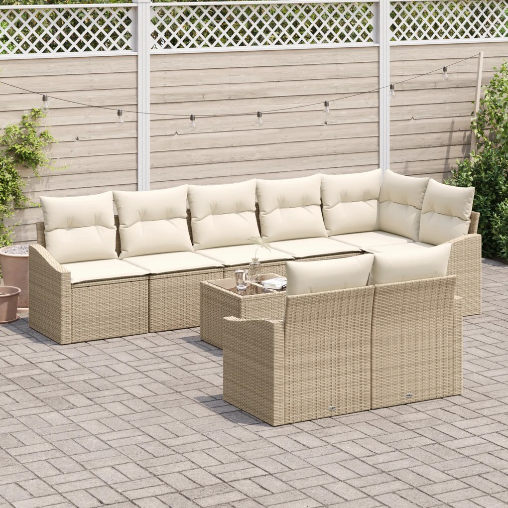 vidaXL Σετ Κήπου 9 Τεμαχίων με Κα cushions Καφέ Πολυ Ράφτινγκ