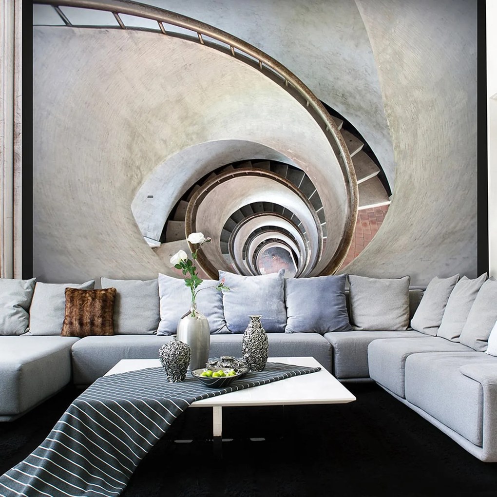 Φωτοταπετσαρία - White spiral stairs 250x193