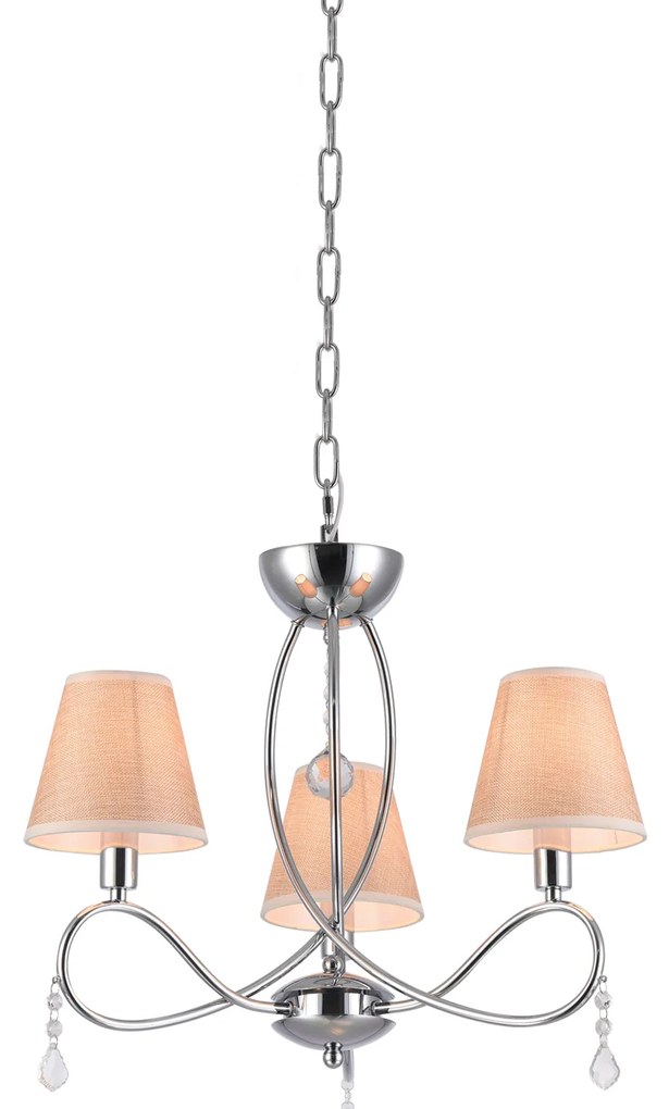 E002-3 LAKI PENDANT LAMP CHROME & WHITE SHADE 1E1