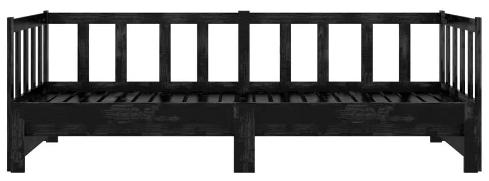 Καναπές Κρεβάτι Μαύρος 2 x (90 x 200) εκ. από Μασίφ Ξύλο Πεύκου - Μαύρο