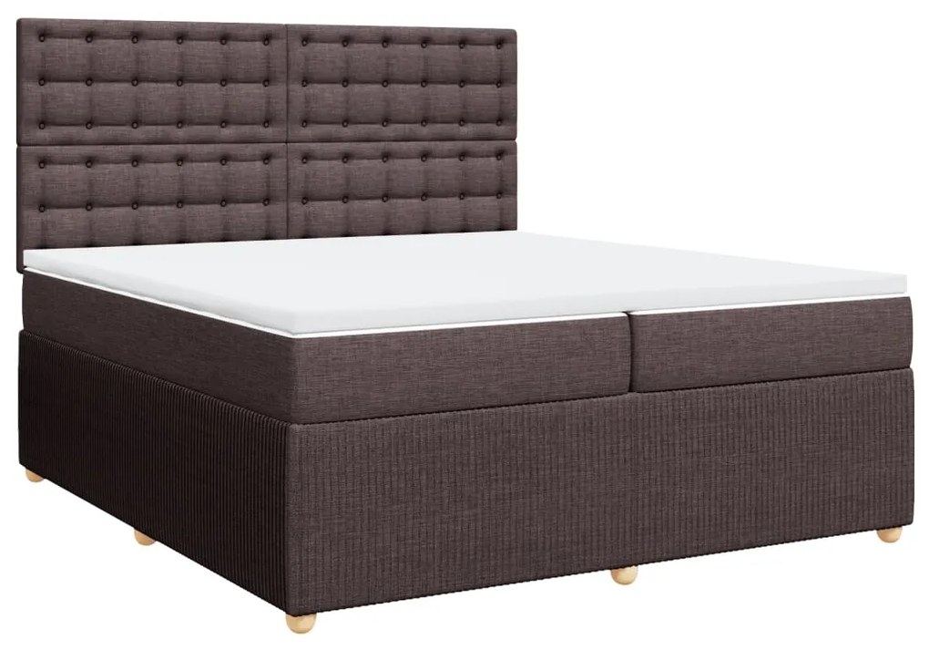 vidaXL Κρεβάτι Boxspring με Στρώμα Σκούρο Καφέ 200x200 εκ. Υφασμάτινο