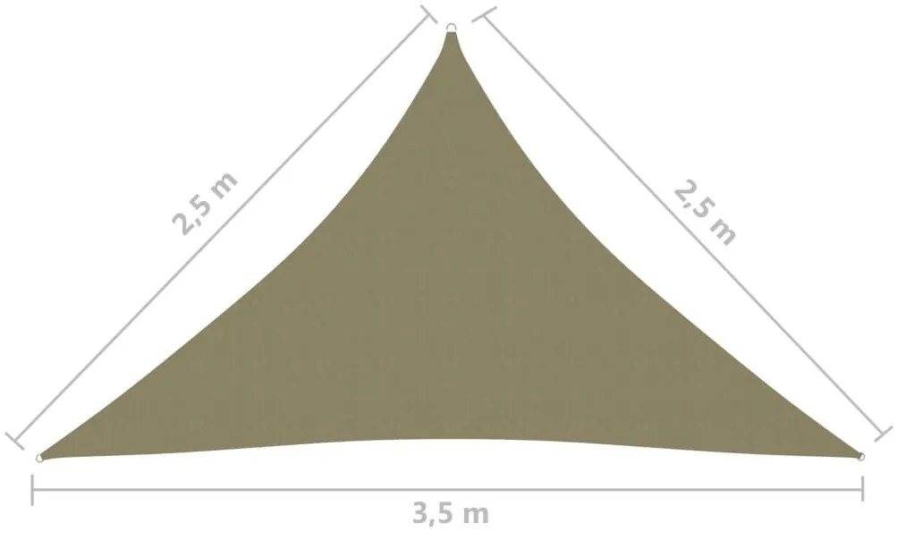 Πανί Σκίασης Τρίγωνο Μπεζ 2,5 x 2,5 x 3,5 μ. από Ύφασμα Oxford - Μπεζ