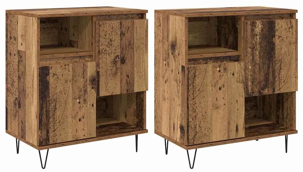 vidaXL Πλαϊνό γραφείο 2 pcs Παλιό ξύλο 60 x 35 x 70 cm