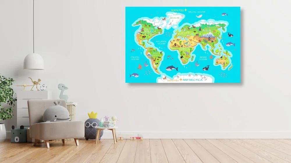 Εικόνα στο φελλό γεωγραφικός χάρτης του κόσμου για παιδιά - 120x80