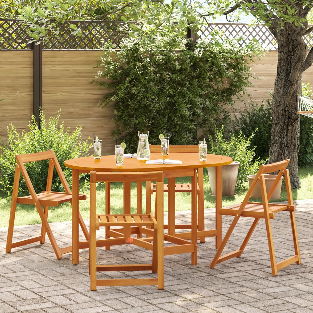vidaXL Στρώμα Πτυσσόμενο Κήπου 110x60x72 εκ. από Μασίφ Ξύλο Ακακίας Ωοειδές