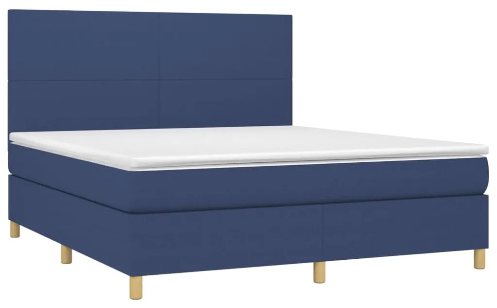 Κρεβάτι Boxspring με Στρώμα Μπλε 180x200 εκ. Υφασμάτινο - Μπλε