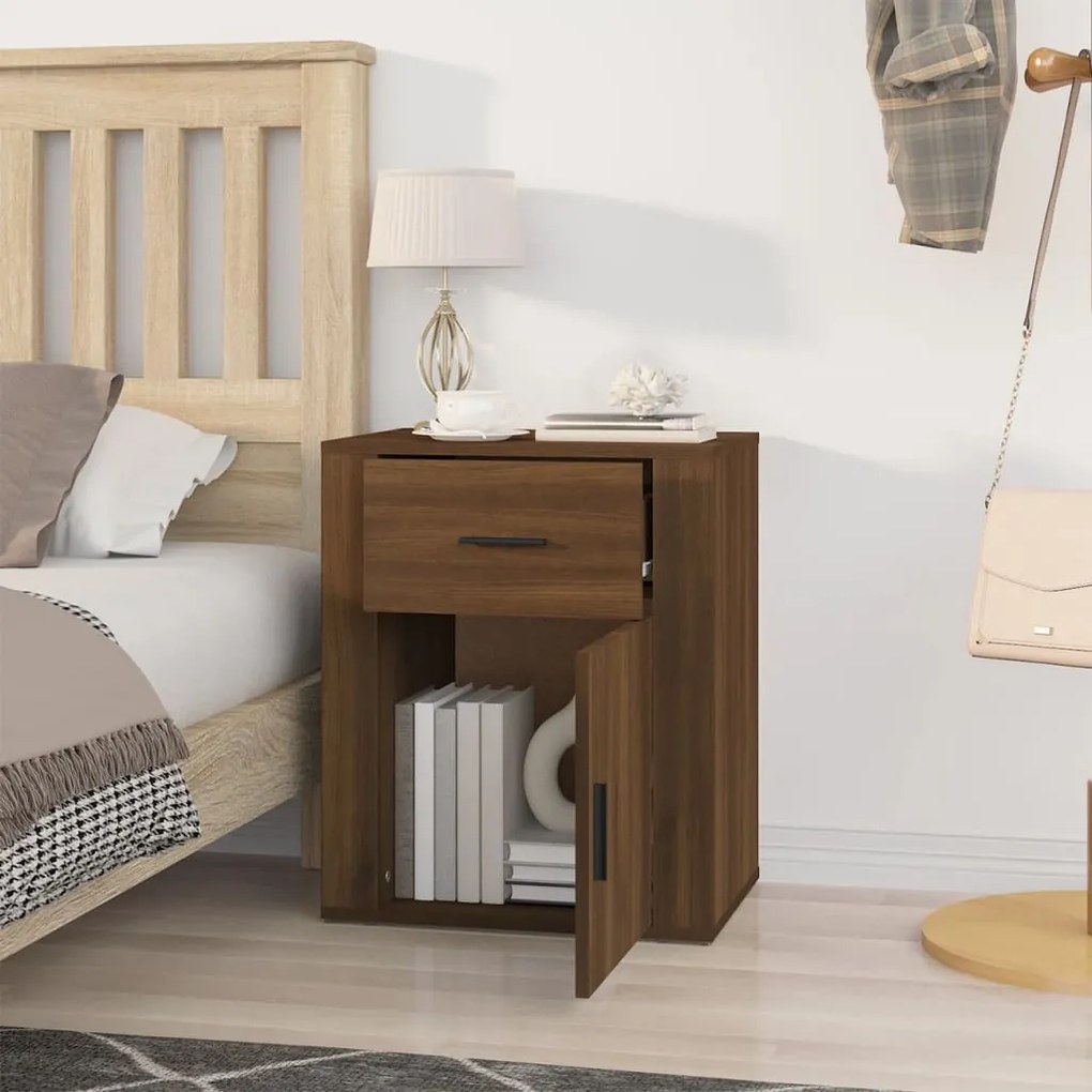 vidaXL Κομοδίνο Καφέ Δρυς 50x36x60 εκ. από Επεξεργασμένο Ξύλο