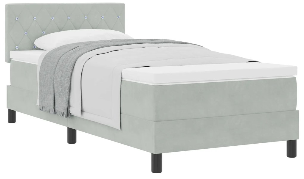 vidaXL Κρεβάτι με Στρώμα Light Grey Μονό Βελούδο