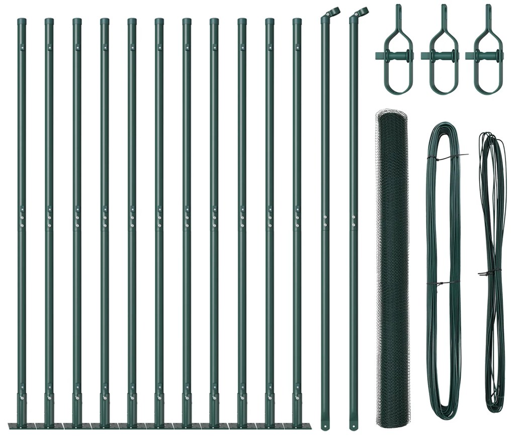 vidaXL Σετ Φράχτη Σετ 2 Πράσινο Ατσάλι, PVC 25 x 1.5 m Ανθεκτικό