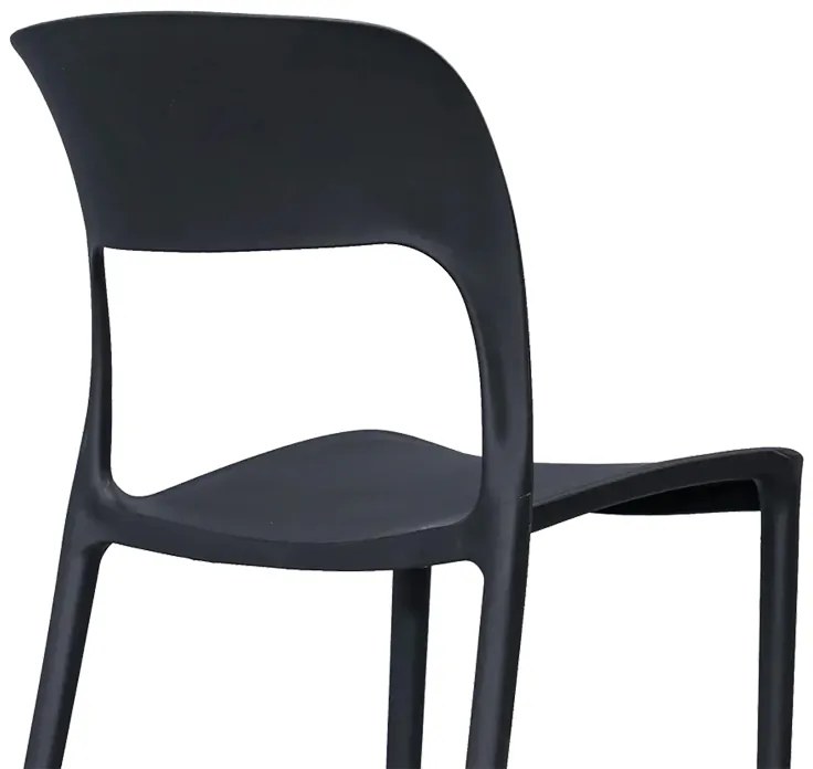Καρέκλα Zanna pakoworld στοιβαζόμενη pp σε μαύρη απόχρωση 44x45x80εκ