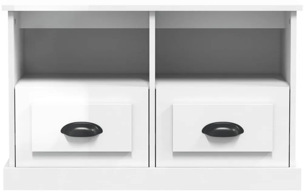 vidaXL Έπιπλο Τηλεόρασης Γυαλ. Λευκό 80x35x50 εκ. Επεξεργασμένο Ξύλο
