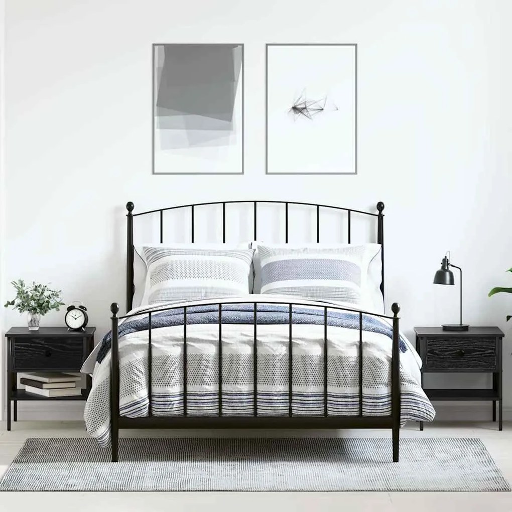 vidaXL Κομοδίνο με συρτάρι 2 pcs Μαύρη δρυς 40 x 42 x 45 εκ.