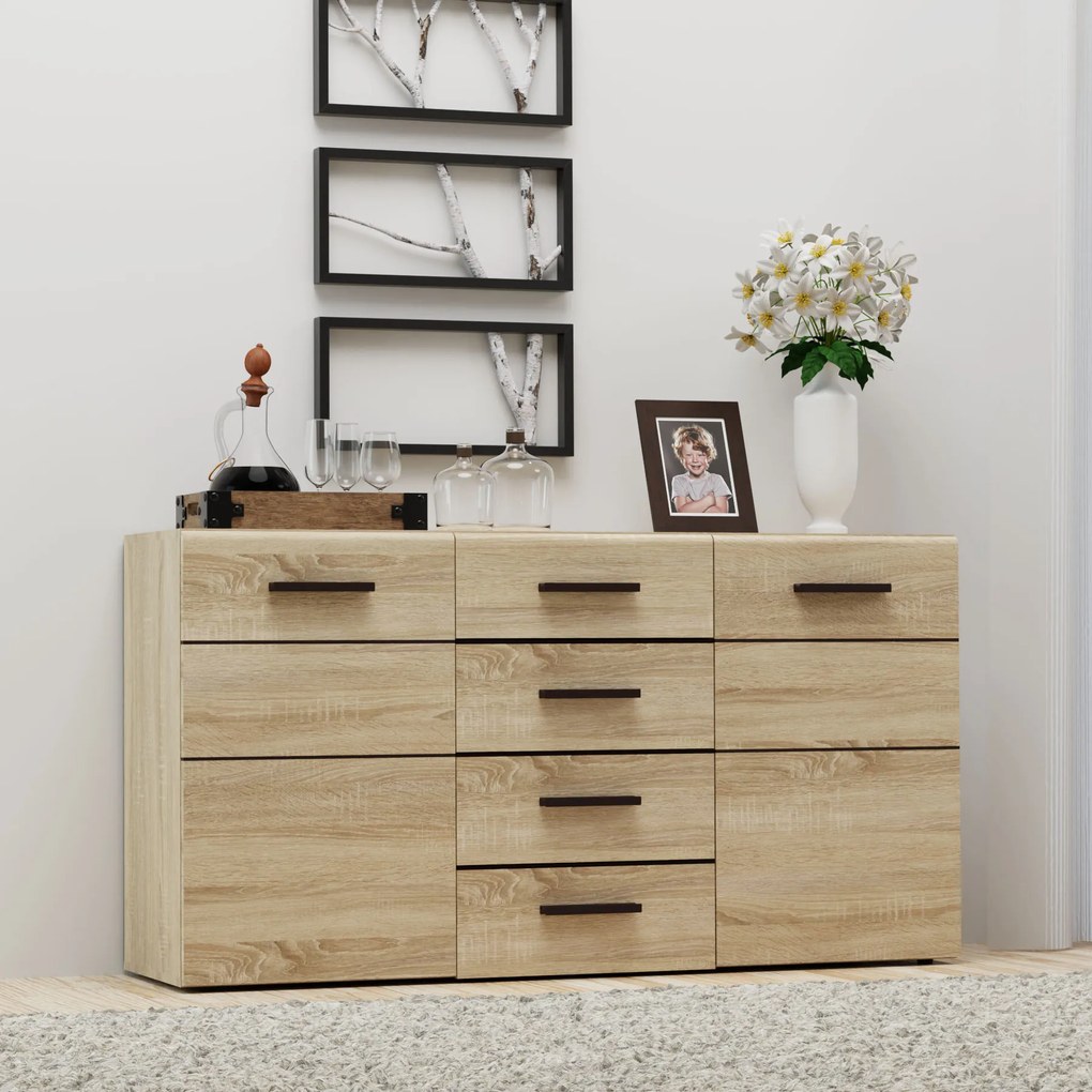 Μπουφές Solo 150x41x82cm Sonoma με Wenge και MDF Καμπυλωτό τελείωμα στις πόρτες.