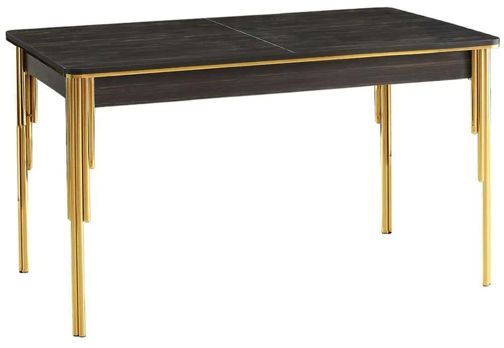 Τραπέζι Επεκτεινόμενο Damla 974NMB1544 144/177,5x90x78cm Black-Gold Μοριοσανίδα, Μέταλλο