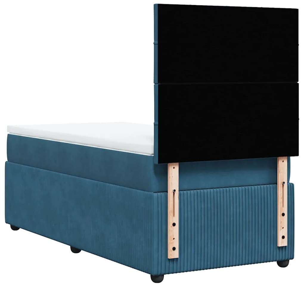 vidaXL Κρεβάτι Boxspring με Στρώμα Σκούρο Μπλε 80 x 200 εκ. Βελούδινο