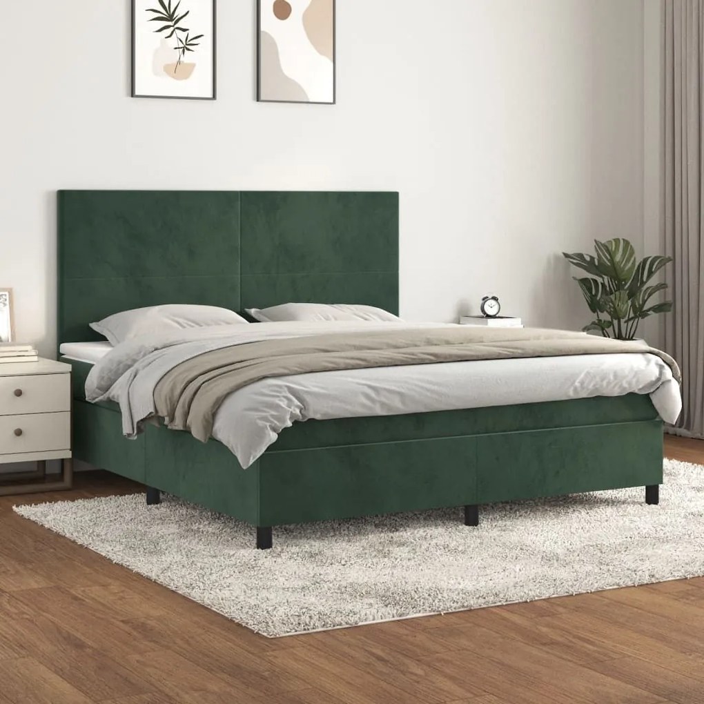 ΚΡΕΒΑΤΙ BOXSPRING ΜΕ ΣΤΡΩΜΑ ΣΚΟΥΡΟ ΠΡΑΣΙΝΟ 180X200ΕΚ. ΒΕΛΟΥΔΙΝΟ 3142920