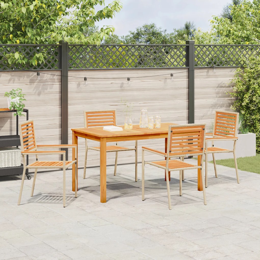 vidaXL Σετ Τραπεζαρίας Κήπου 5 pcs Μπεζ 140 x 80 x 74 cm Ξύλο, Μέταλλο