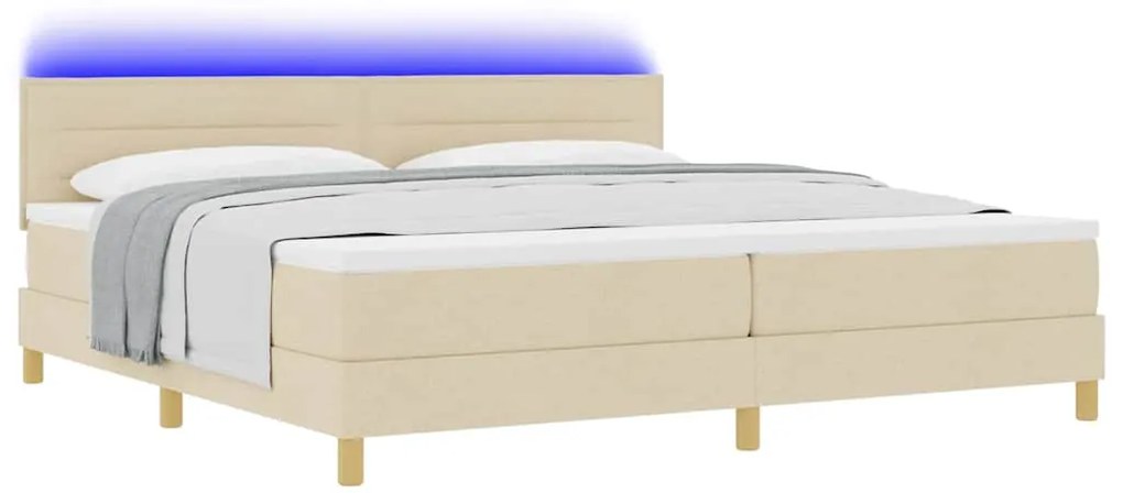 vidaXL Κρεβάτι με ελατήρια με στρώμα Κρεμ 200 x 200 cm ύφασμα