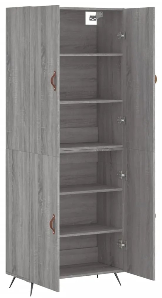 vidaXL Ντουλάπι Γκρι Sonoma 69,5 x 34 x 180 εκ. Επεξεργασμένο Ξύλο