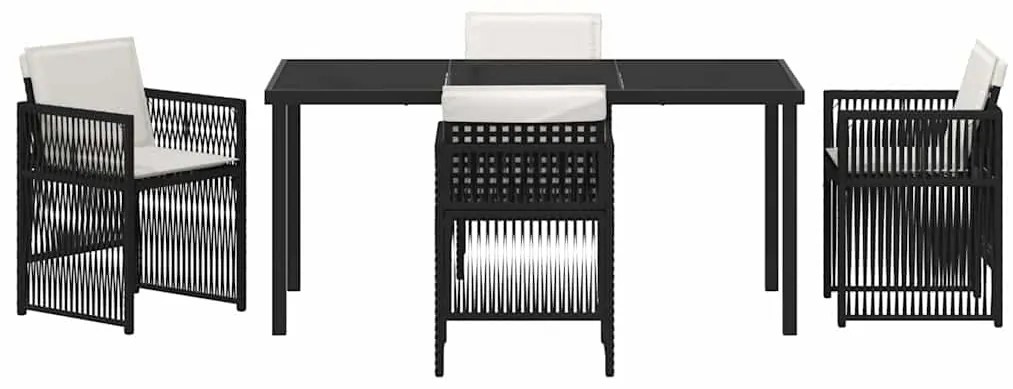 vidaXL Σέτ φαγητού για κήπο 5 pcs Μαύρο Χάλυβας με επίστρωση πούδρας