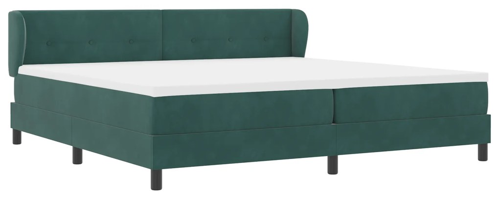 vidaXL Κρεβάτι με Στρώμα Dark Green 200x200 cm Βελούδο