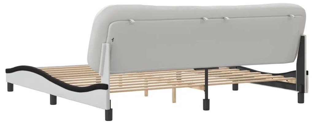 vidaXL Πλαίσιο κρεβατιού χωρίς Στρώμα Hvar Λευκό/Μαύρο 200x200εκ.Συνθ. Δέρμα