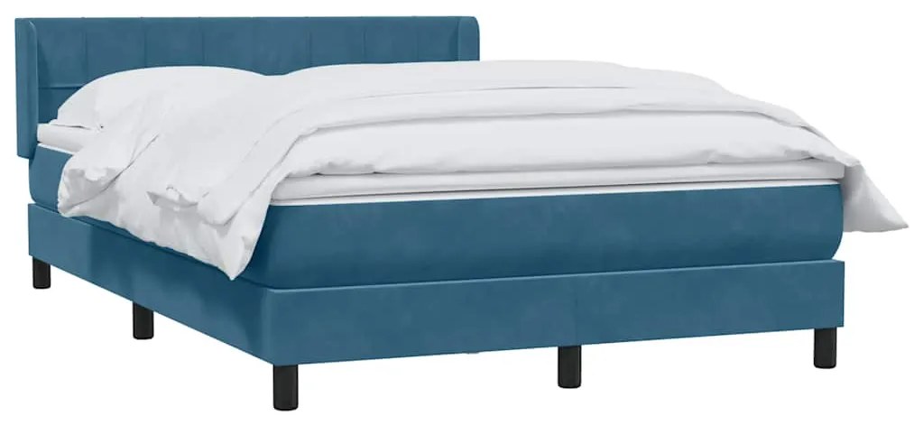 vidaXL Κρεβάτι Boxspring με Στρώμα Σκούρο Μπλε 140x210 εκ. Βελούδινο