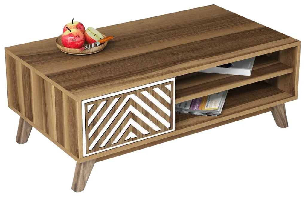 ΤΡΑΠΕΖΙ ΣΑΛΟΝΙΟΥ FB99502.03 ΜΕΛΑΜΙΝΗΣ ΜΕ ΝΤΟΥΛΑΠΑΚΙ ΚΑΡΥΔΙ & ΛΕΥΚΟ 105x60x38.2Υεκ. 0534791