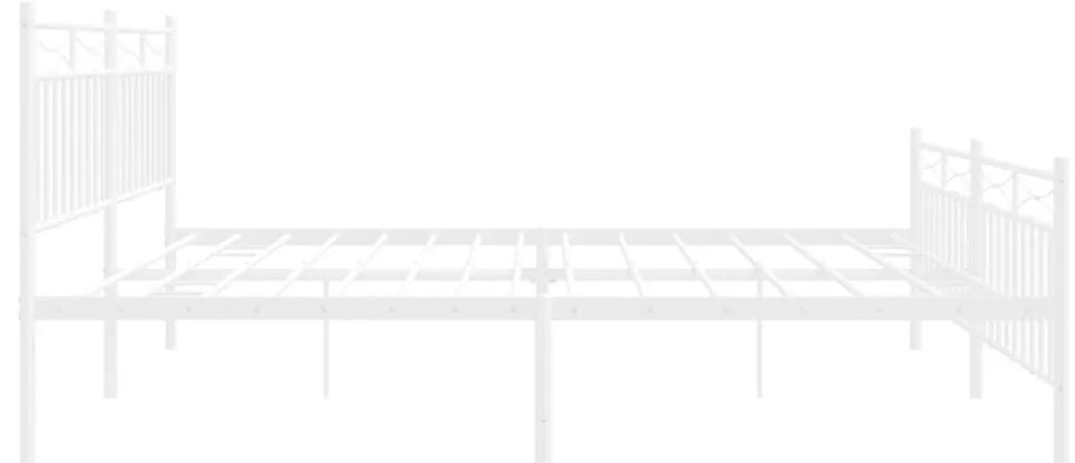 Πλαίσιο Κρεβατιού με Κεφαλάρι&amp;Ποδαρικό Λευκό 193x203εκ. Μέταλλο - Λευκό