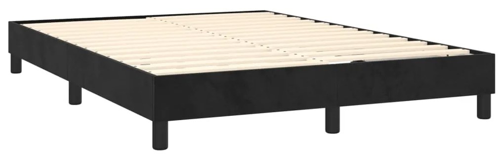 vidaXL Κρεβάτι Boxspring με Στρώμα & LED Μαύρο 140x190 εκ. Βελούδινο