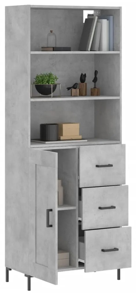 vidaXL Ντουλάπι Γκρι Σκυροδέματος 69,5x34x180 εκ. Επεξεργασμένο Ξύλο