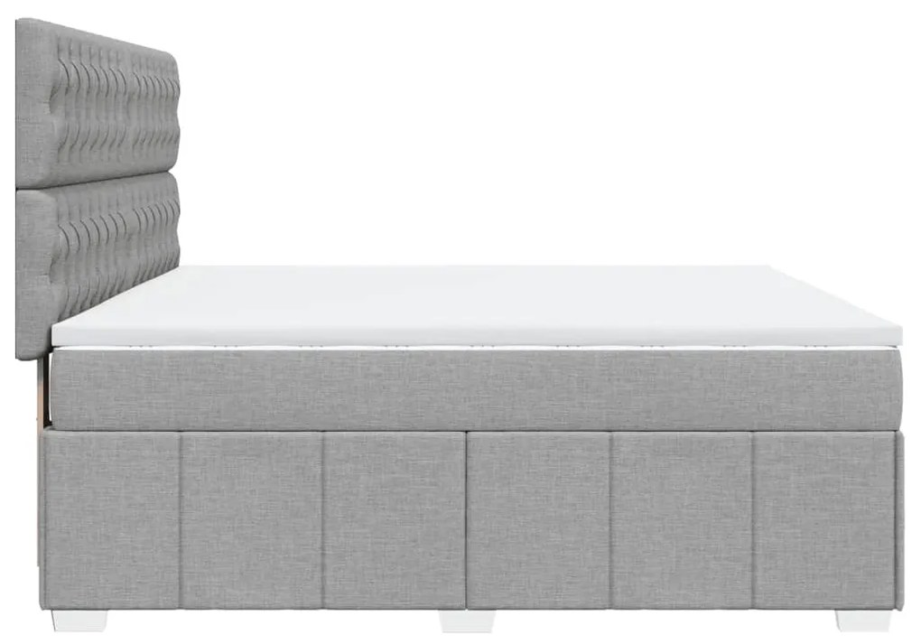 vidaXL Κρεβάτι Boxspring με Στρώμα Ανοιχτό Γκρι 180x200 εκ. Υφασμάτινο