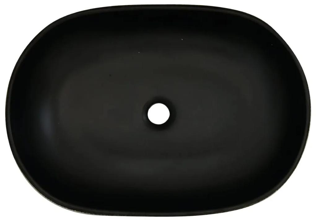 Νιπτήρας Οβάλ Μαύρος 59x40x14 εκ. Κεραμικός - Μαύρο