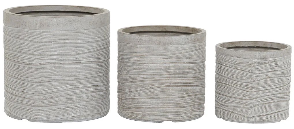 Σετ ζαρντινιέρων Home ESPRIT Μπεζ Fiberglass Μαγνήσιο 44,5 x 44,5 x 44 cm (3 Μονάδες)