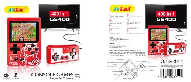 Andowl Κονσόλα παιχνιδιών 400 σε 1 GS400 - Console Games 400 in 1