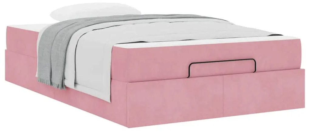 vidaXL Σκελετός κρεβατιού με στρώμα με στρώμα 2 pcs Ροζ Βελούδο