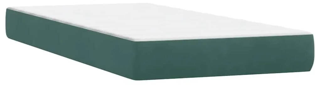 Box Spring κρεβάτι με στρώμα σκούρο πράσινο 90x210εκ. Βελούδινο - Πράσινο