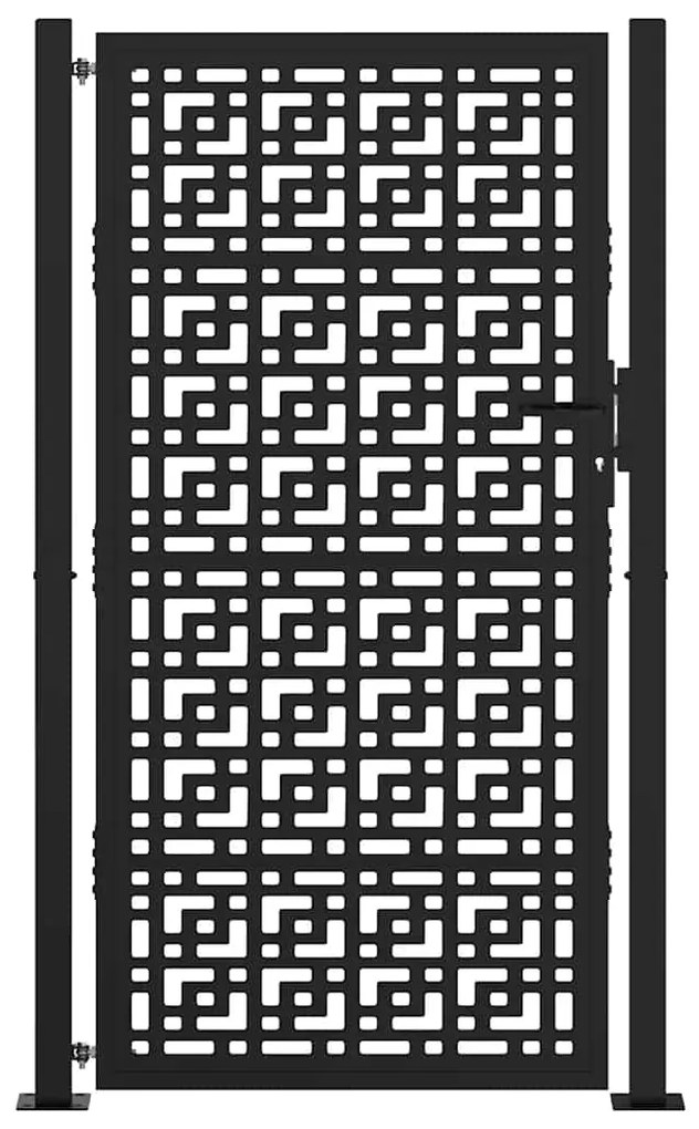vidaXL Πύλη κήπου Μαύρη 105x180 cm Ατσάλινος σταυρός σχεδιασμού