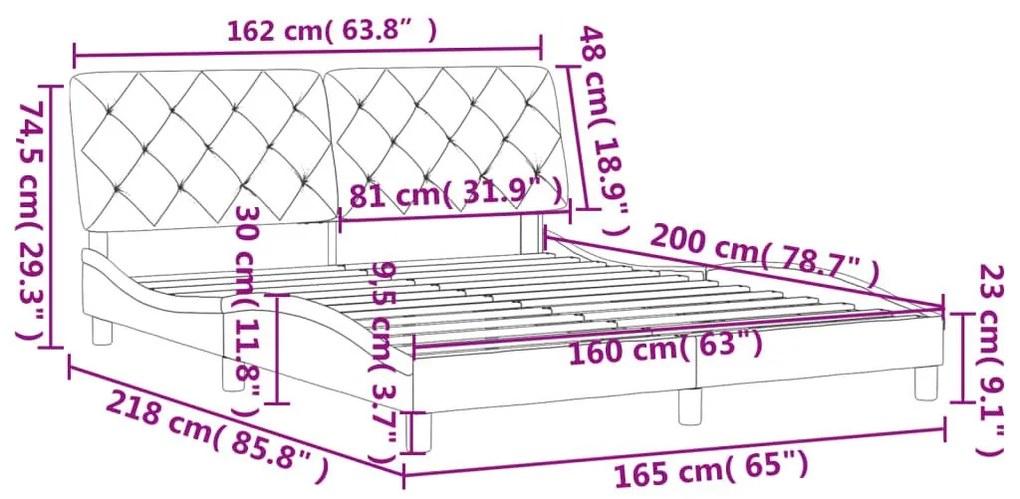 Σκελετός Κρεβατιού Χωρίς Στρώμα Αν. Γκρι 160x200 εκ. Βελούδινο - Γκρι