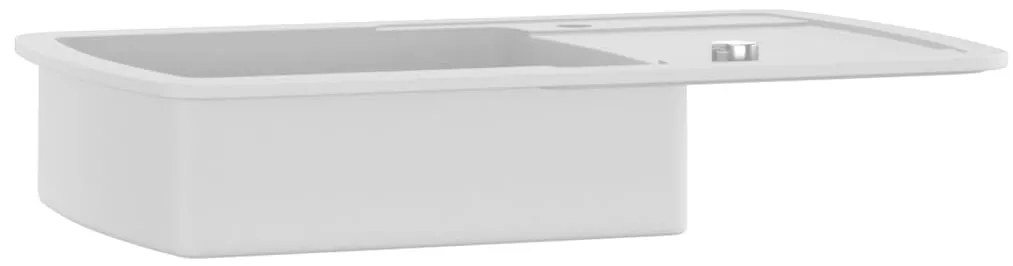 vidaXL Νεροχύτης με Μονή Γούρνα Λευκός Γρανιτένιος