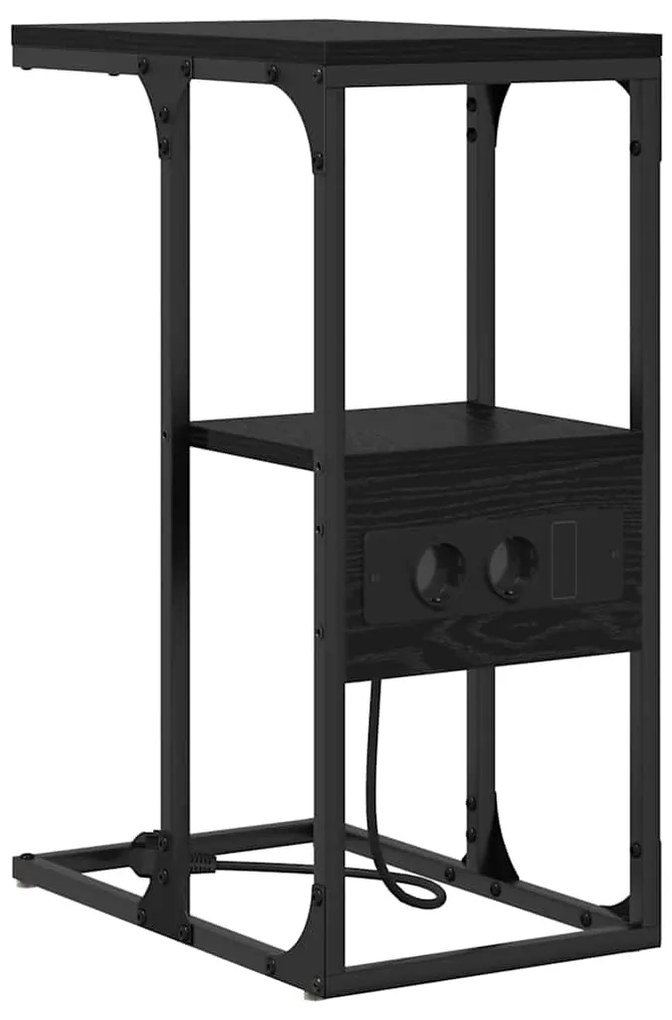 vidaXL Κομοδίνο Μαύρη δρυς 41.5 x 26 x 60.5 εκ Επεξεργασμένο ξύλο