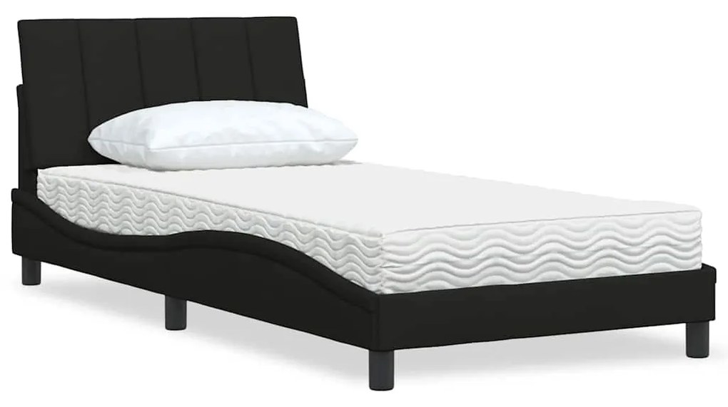 Κρεβάτι με Στρώμα Hanko Μαύρο 100 x 200 εκ. Υφασμάτινο