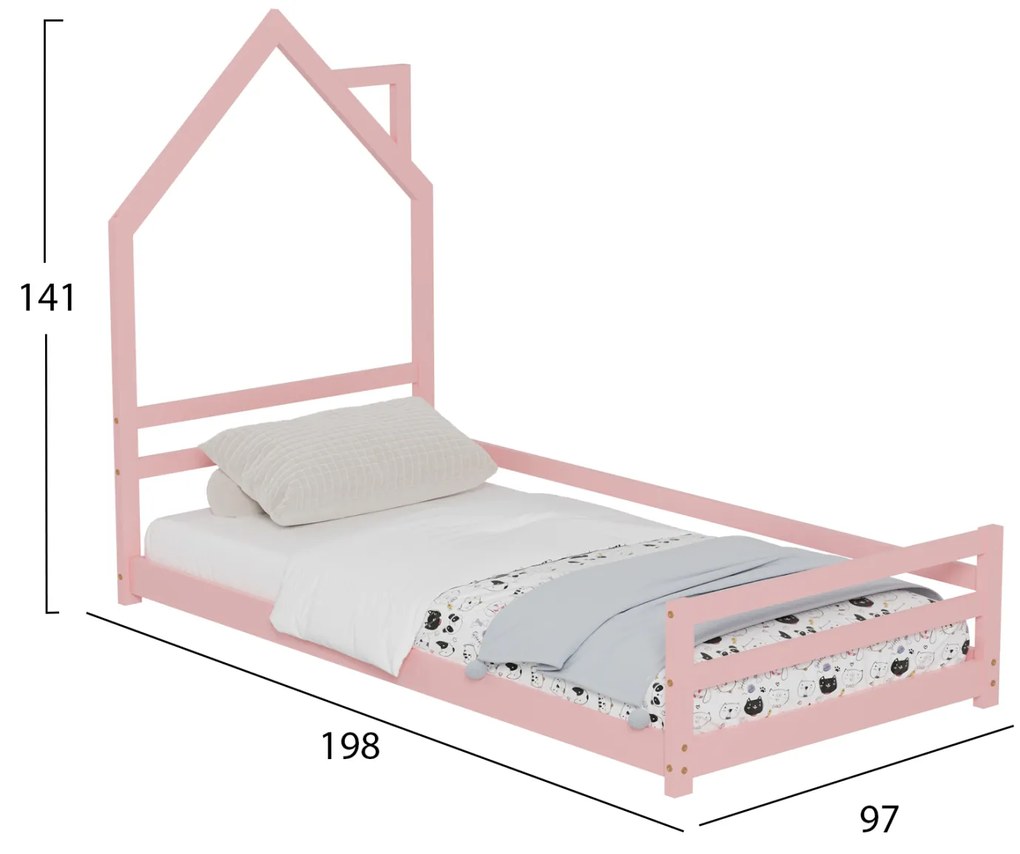 ΚΡΕΒΑΤΙ ΠΑΙΔΙΚΟ HOUSER HM676.06 τ.MONTESSORI ΞΥΛΟ ΠΕΥΚΟ ΡΟΖ- 190x90εκ - 0509783 - HM676.06